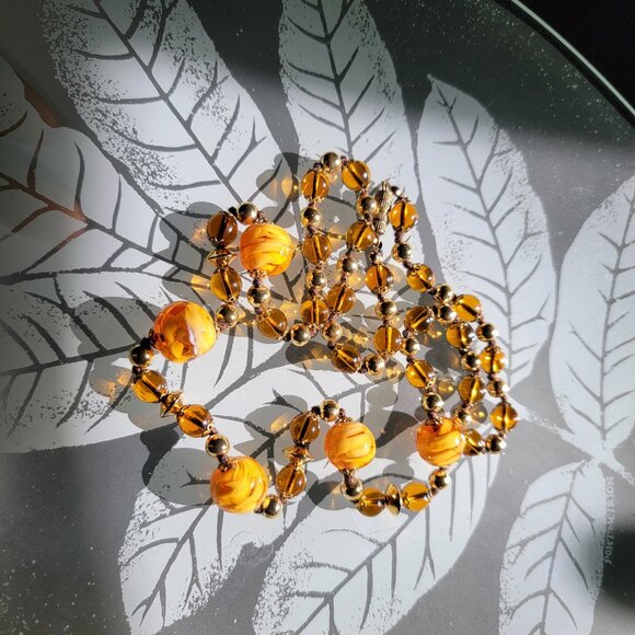 Vintage Murano Necklace Bracelet Earrings Set 24" Beaded Swirl - Picture 9 of 17